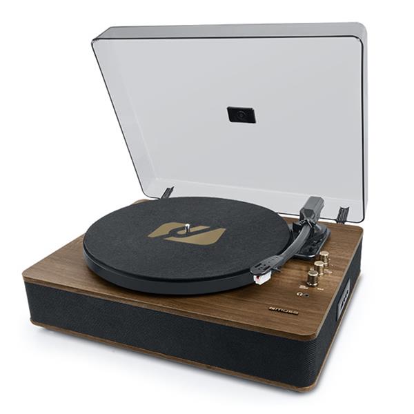 Muse Turntable Stereo System Record Player USB Port, AUX In - Wood Effect / Black | MT-106BT