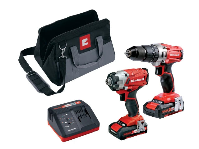 Einhell Power X-Change Combi Drill & Impact Driver Twin Pack 18V 2 x 2.0Ah Battery | EINPXTWIN2