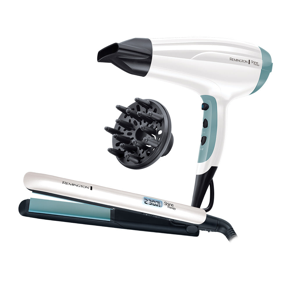 Remington Shine Therapy Hair Dryer + Striaghtener Gift Set | S8500GP