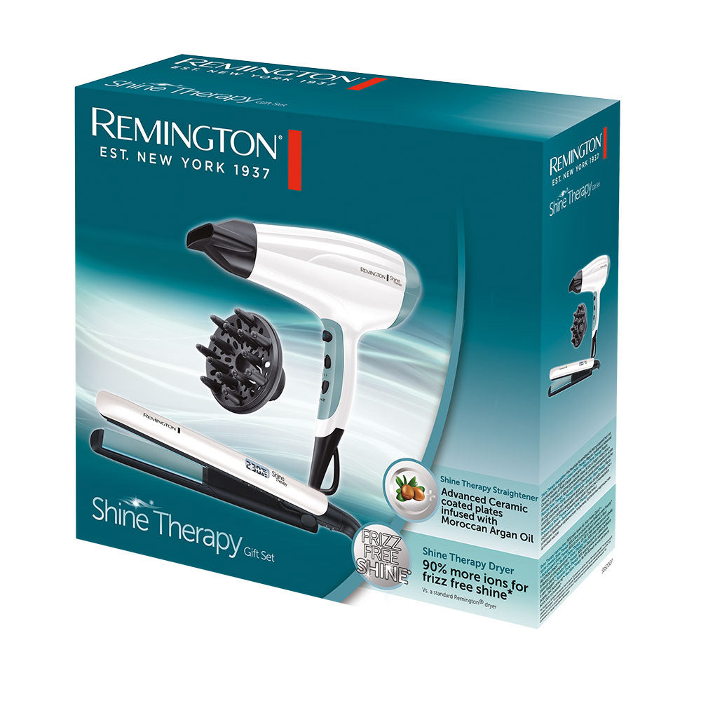 Remington Shine Therapy Hair Dryer + Striaghtener Gift Set | S8500GP