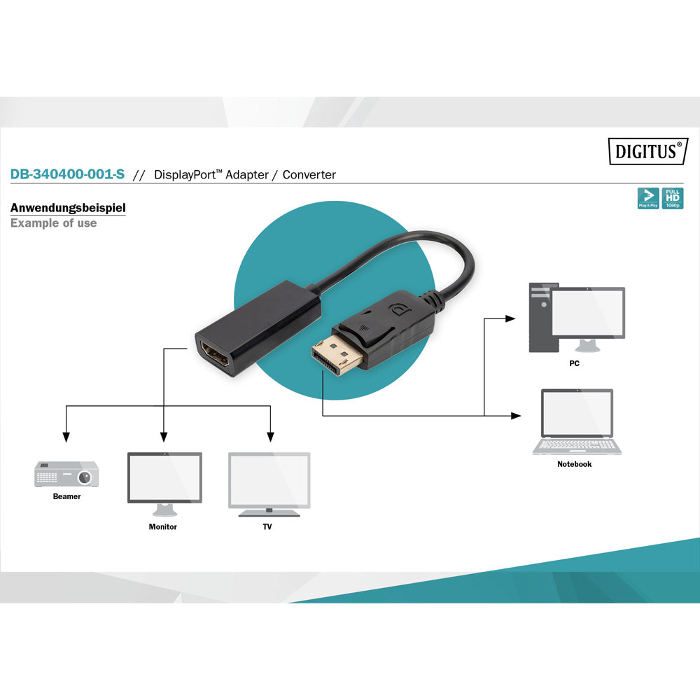 Digitus  DisplayPort / HDMI Adapter | DB-340400-001-S