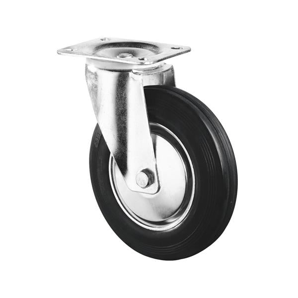 DS Transport Castor Wheel 80mm Swivel Rubber 50kg - Black | CAS115