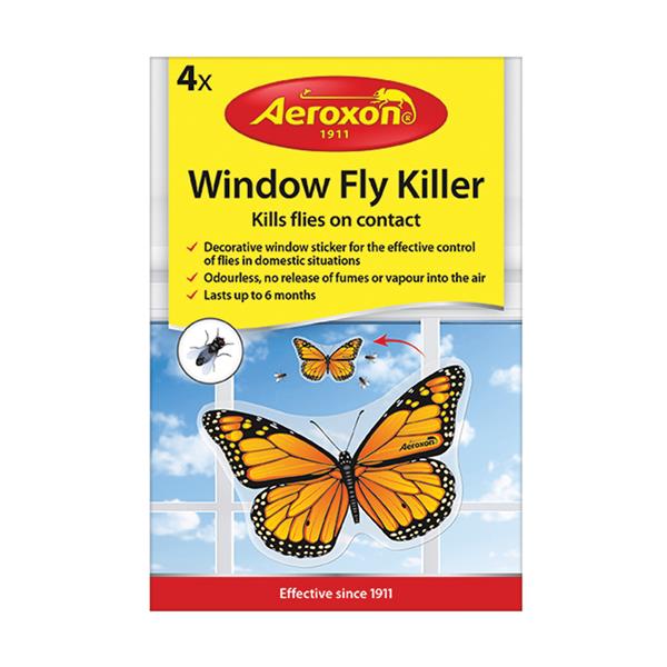 Aeroxon Window Fly Sticker Killer 4 Pack Butterfly | AX15
