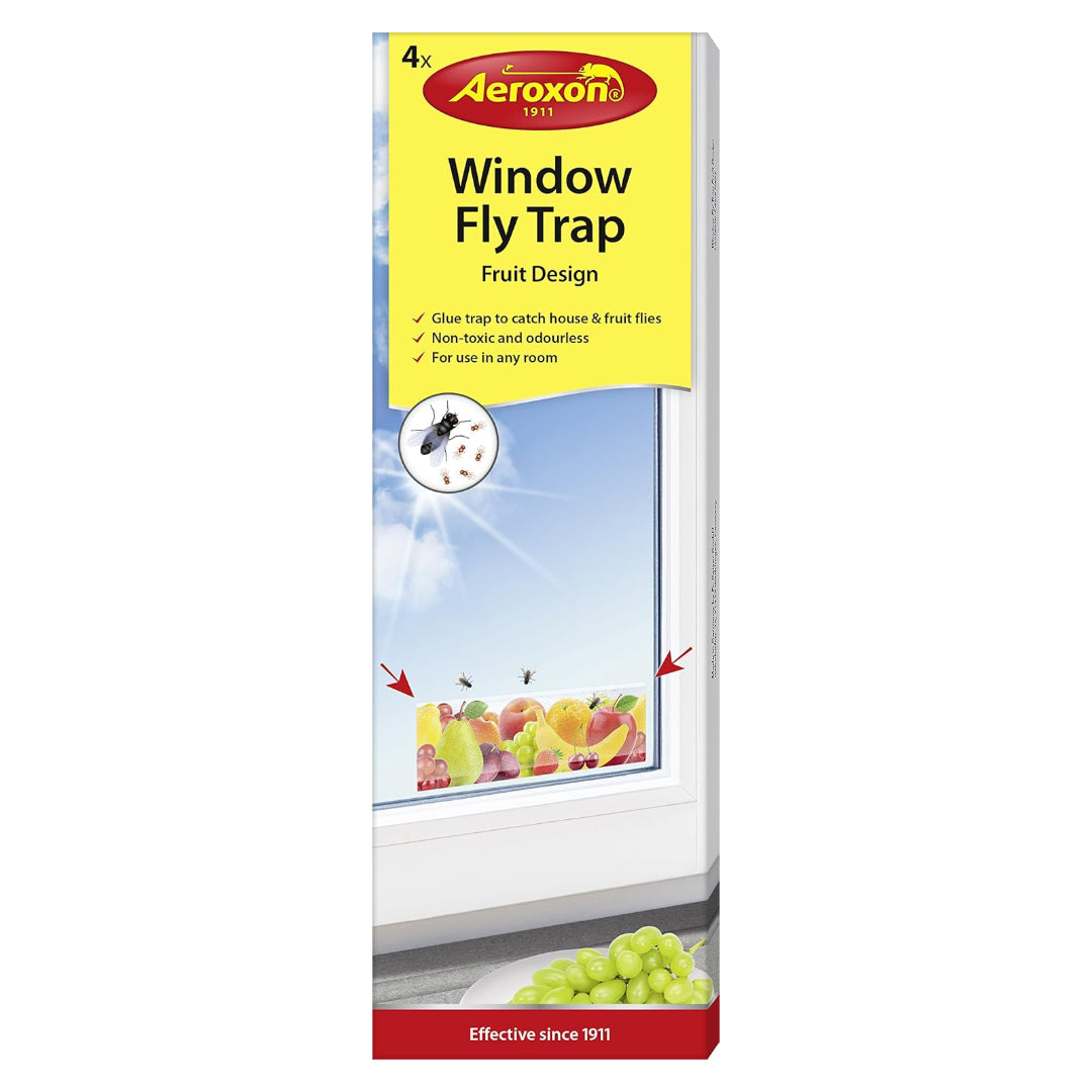 Aeroxon Window Fly Trap Stickers Pack of 4 - Fruit Design | AX05