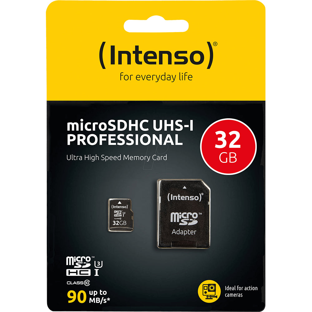 Intenso Professional microSDHC card 32 GB Class 10 UHS-I incl. SD adapter | 3433480