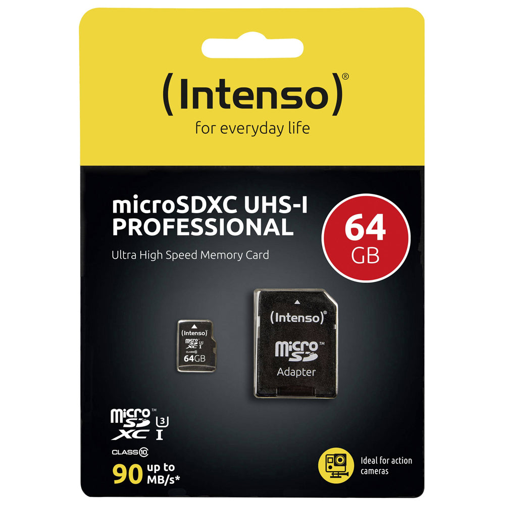 Intenso Professional microSDcard 64 GB Class 10 including SD adapter | 3433490