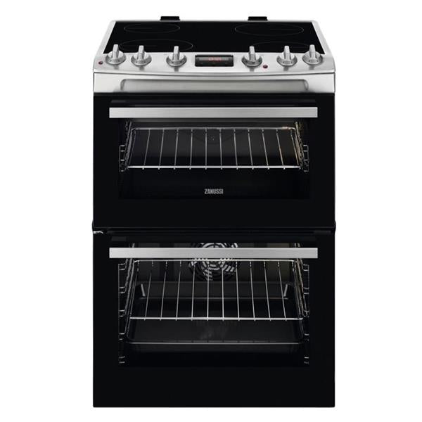 Zanussi 60cm Double Oven Ceramic Top Electric Cooker Stainless Steel | ZCV66250XA