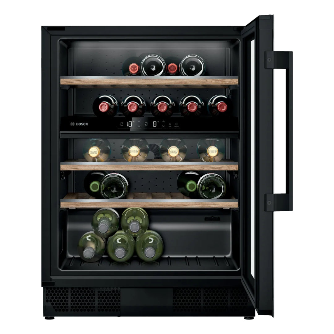 Bosch Serie 6 120 Litre Built-Under Wine Cooler - Black | KUW21AHG0G