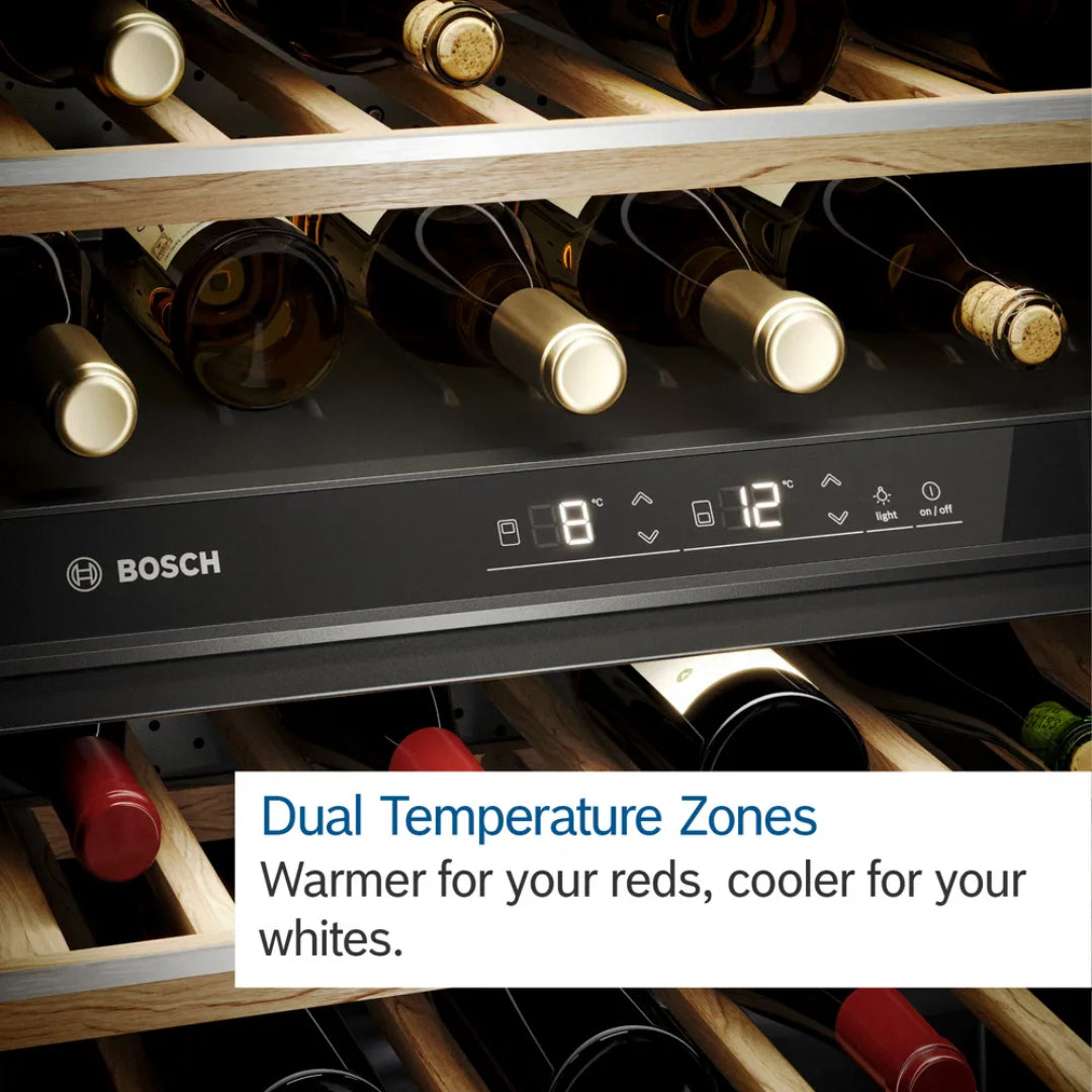 Bosch Serie 6 120 Litre Built-Under Wine Cooler - Black | KUW21AHG0G