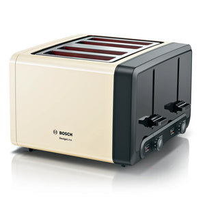 Bosch Designline Plus 4 Slice Toaster - Cream / Stainless Steel | TAT4P447GB