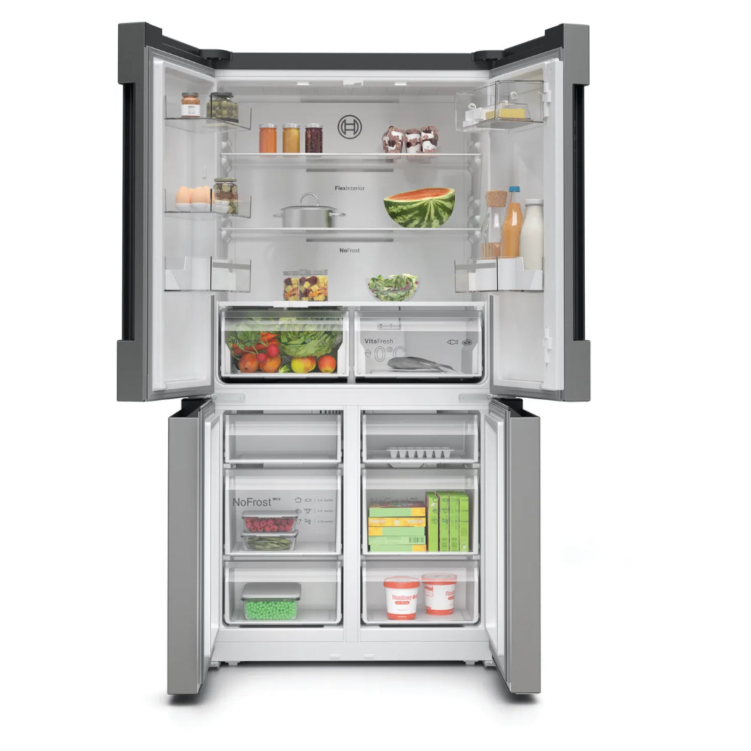 Bosch Serie 4 605 Litre French Door Fridge Freezer With Anti-Fingerprint - Stainless Steel | KFN96VPEAG