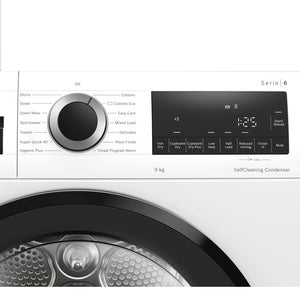 Bosch Serie 6 9 kg Heat Pump Tumble Dryer - White | WQG24509GB