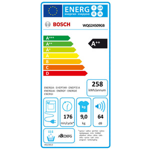 Bosch Serie 6 9 kg Heat Pump Tumble Dryer - White | WQG24509GB