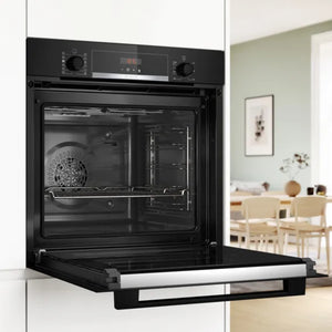 Bosch Series 4 Built In Single Oven with Steam Function - Black | HQA574BB3B