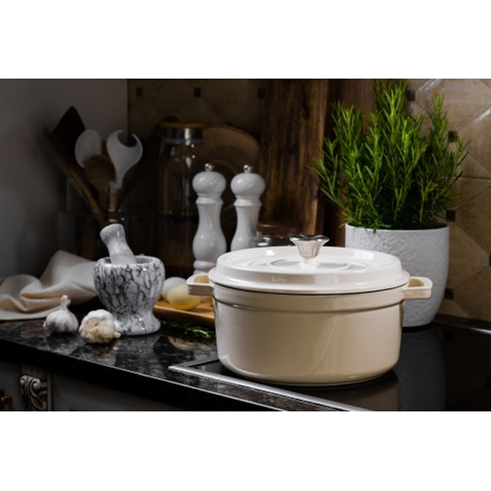 Grandfeu 4.7 Litre Lidded Casserole Pot - White | FEUWHITE