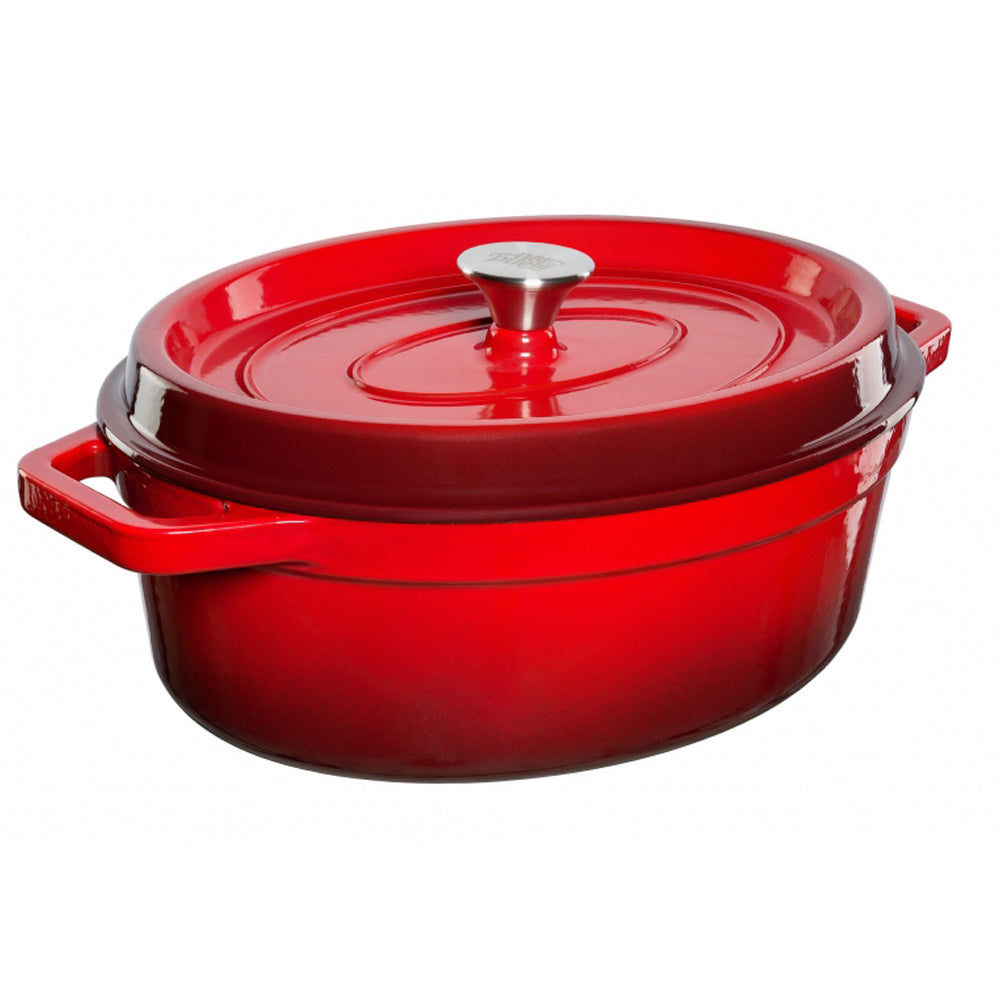 Grandfeu 5.6 Litre Oval Casserole Pot with Lid - Red | OVALRED