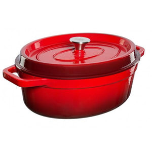 Grandfeu 5.6 Litre Oval Casserole Pot with Lid - Red | OVALRED
