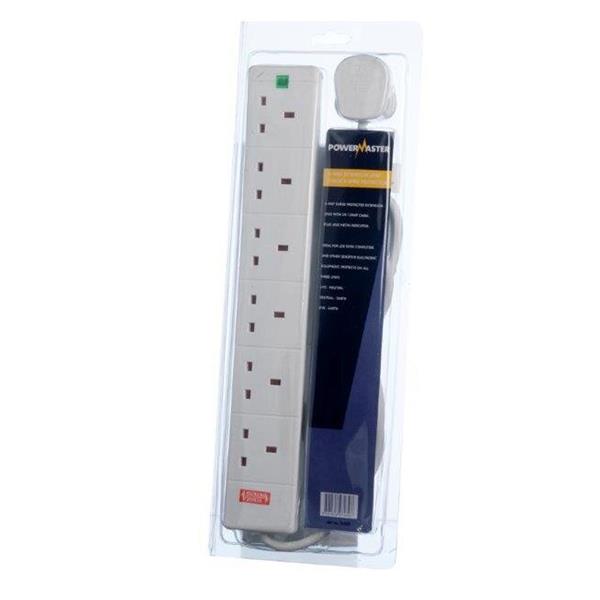 Powermaster 6 Gang 2 Metre Surge Protection Exstension Lead | 1410-06