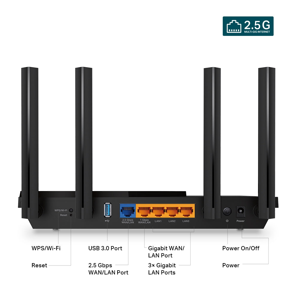 TP-Link Archer Ax55 AX3000 Multi-Gigabit WiFi 6 Router Dual Band with 2.5G Port