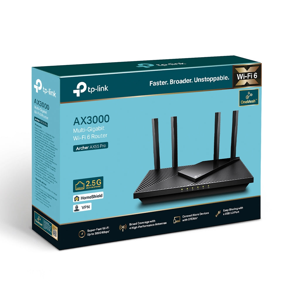 TP-Link Archer Ax55 AX3000 Multi-Gigabit WiFi 6 Router Dual Band with 2.5G Port