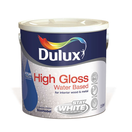 Dulux 2.5 Litre High Gloss Water Based - Brillant White |
