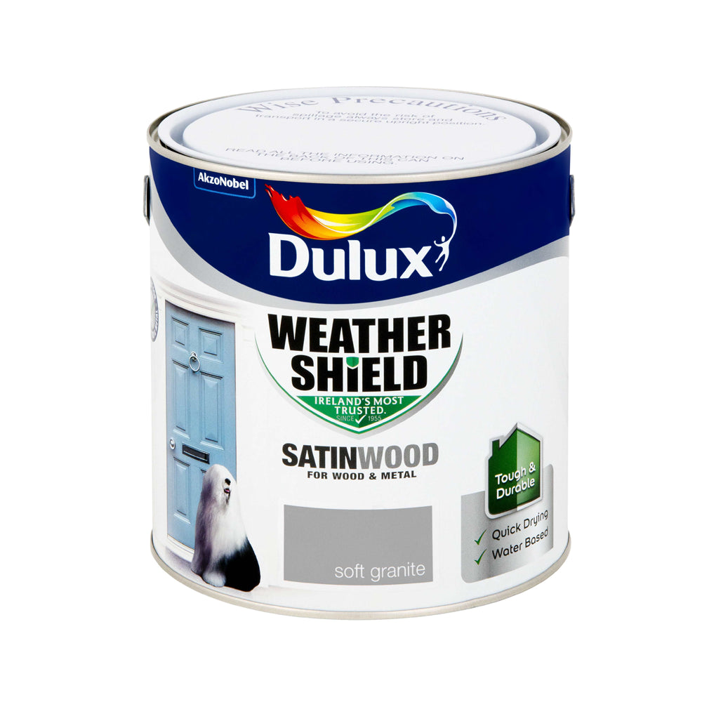 Dulux 2.5 Litre Weathershield Exterior Satinwood - Soft Granite | 5270114
