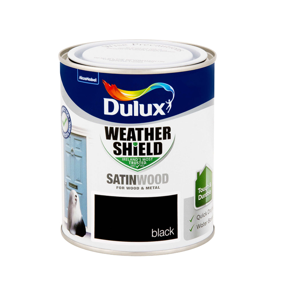Dulux 750ml Weathershield Exterior Satinwood - Black | 5270110