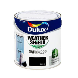Dulux 2.5 Litre Weathershield Exterior Satinwood - Black | 5270116