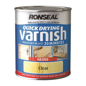 Ronseal 250ml Quick Drying Interior Varnish - Clear Gloss | 36873