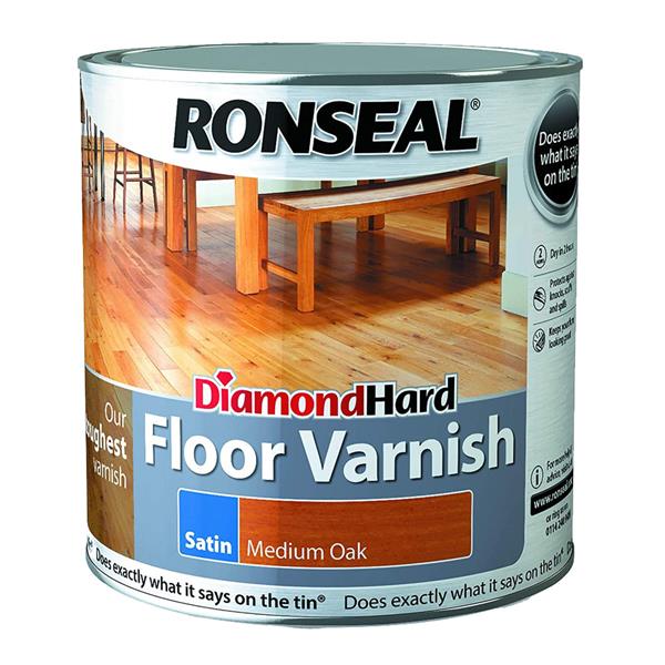 Ronseal 2.5 Litre Diamond Hard Satin Floor Varnish - Medium Oak | 33426