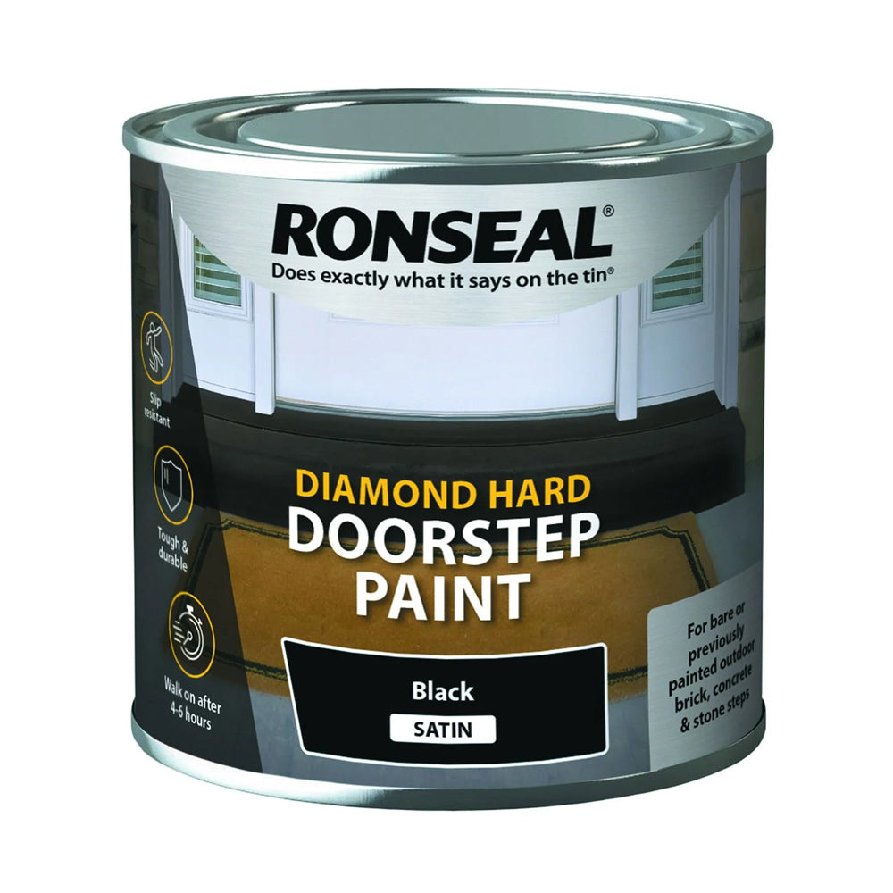 Ronseal Diamond Hard Doorstep Paint 250ml - Black | 36659