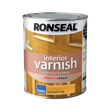 Ronseal 750ml Quick Drying Interior Satin Varnish - Medium Oak | 36836