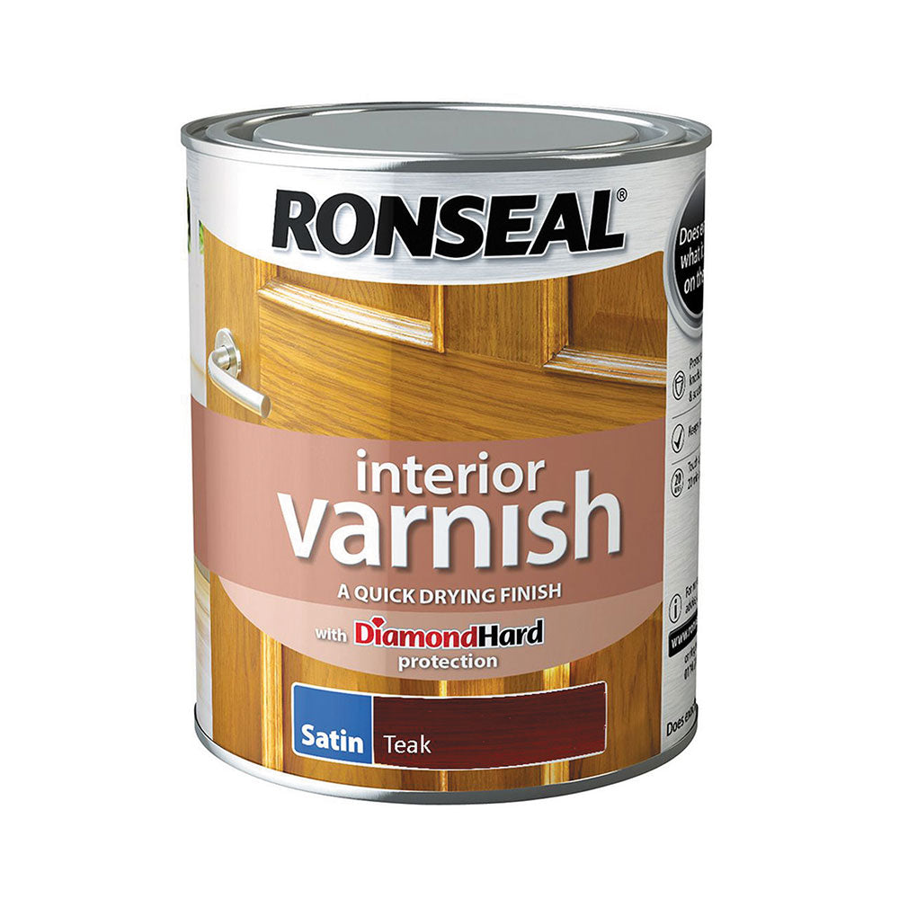 Ronseal 750ml Quick Drying Interior Satin Varnish - Teak | 36839
