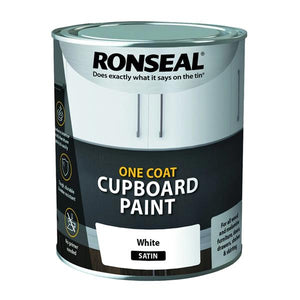 Ronseal Water Based One Coat Cupboard Paint 750ml - White Satin | 37489