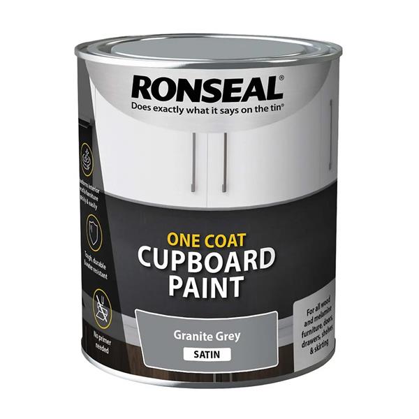 Ronseal Water Based One Coat Cupboard Paint 750ml - Granite Grey | 39371