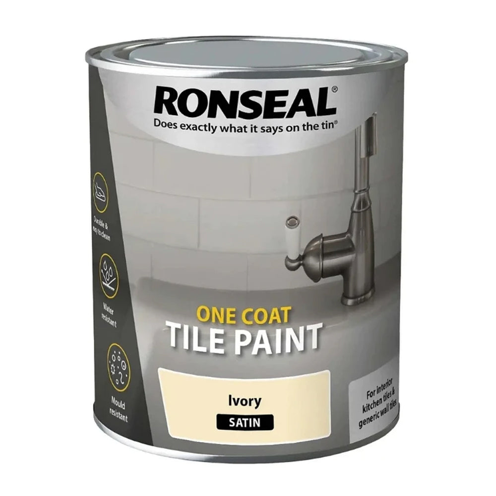 Ronseal One Coat Tile Paint 750ml - Ivory Satin | 39375