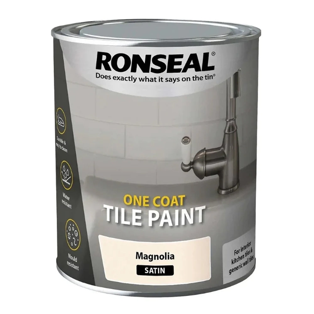 Ronseal One Coat Tile Paint 750ml - Satin Magnolia | 39378