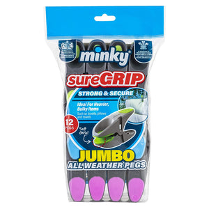 Minky Sure Grip Jumbo Clothes Pegs 12 Pack | MNK322549