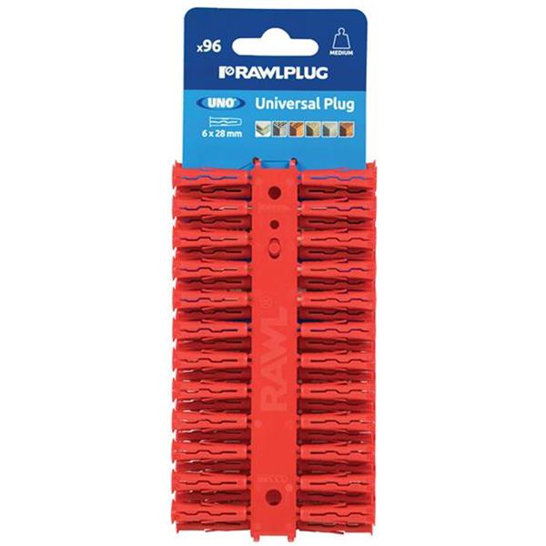 Rawlplug Red Plastic Wall Plugs 6mm Card of 96 | APP8520