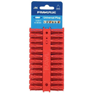 Rawlplug Red Plastic Wall Plugs 6mm Card of 96 | APP8520
