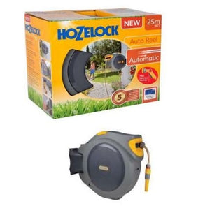 Hozelock Wall Mounted Hose Reel with 25 Metre Hose Auto Reel + FREE Spray Gun | HOZ100100879