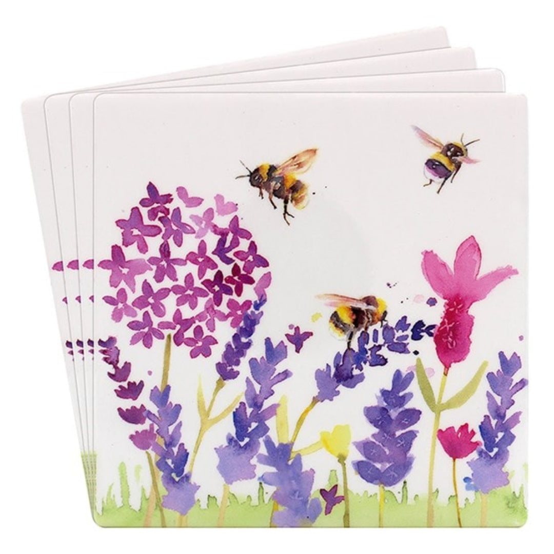 Dunlevy Set of 4 Coasters - Lavender and Bees | PG5633