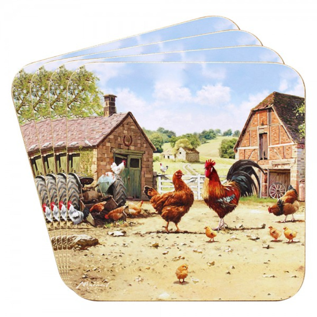 Dunlevy Set of 4 Coasters - Cockerel and Hen | PG5953