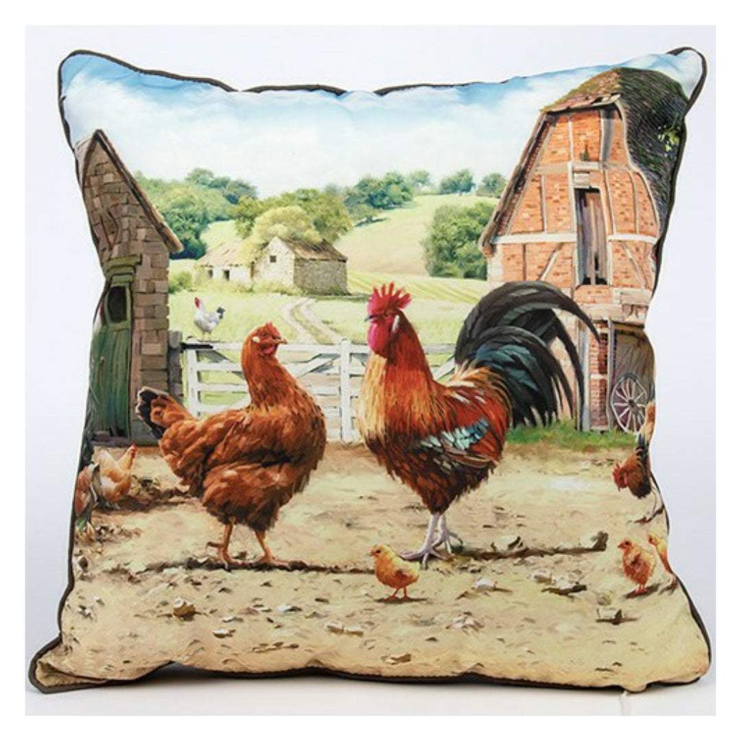 Cockerel & Hen Cushion