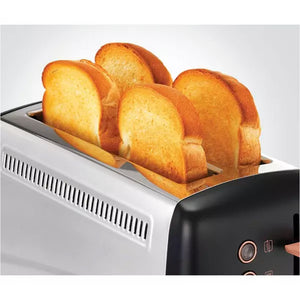 Morphy Richards Long Slot 4 Slice Toaster - Black & Rose Gold | 245036