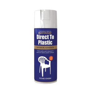 Rustoleum Direct to Plastic Spray Paint 400ml Gloss White | PTOU051