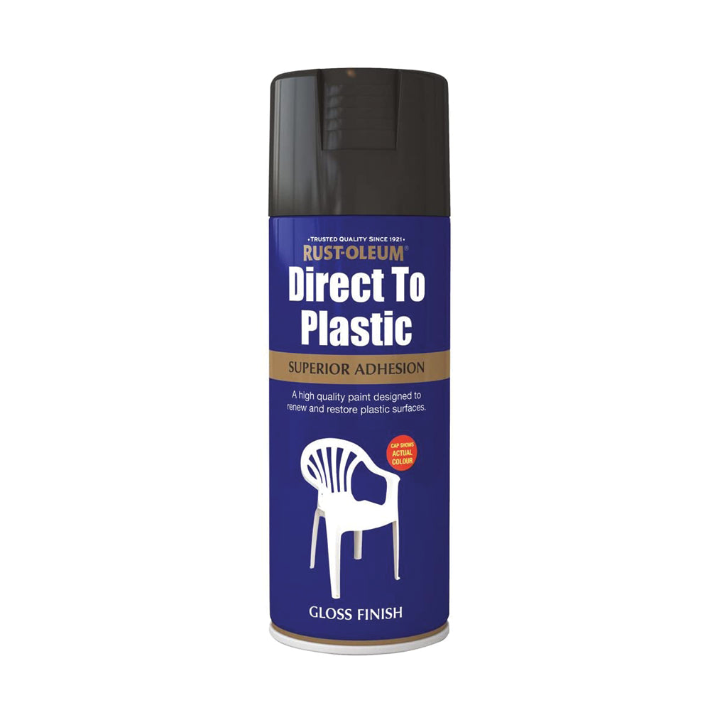 Rustoleum Direct to Plastic Spray Paint 400ml - Black Gloss | PTOU058