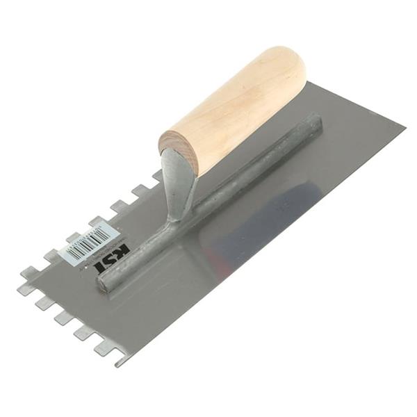 Faithfull Notched Trowel Serrated 10mm Stainless Steel Soft Grip Handle 13 x 4.1/2in | FAISGTNOT10S