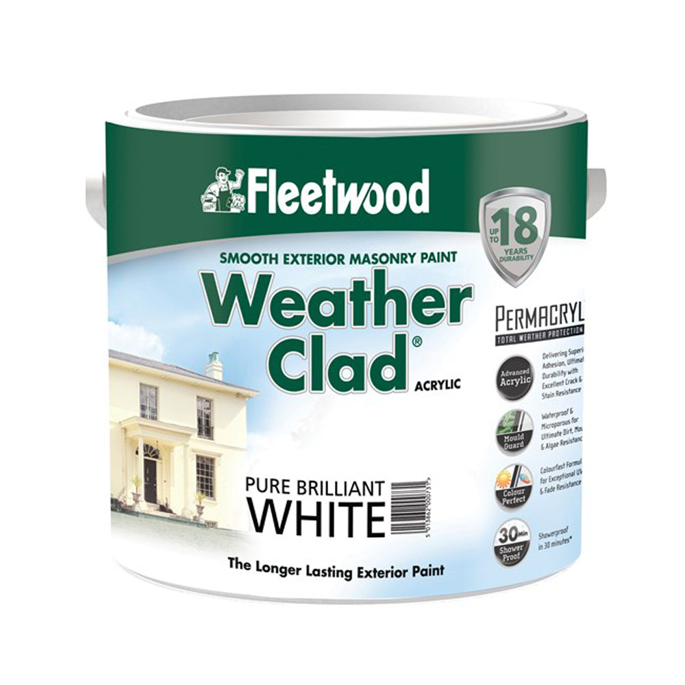 Fleetwood 2.5 Litre Weatherclad Masonry Paint - Brillant White | XWC25BW