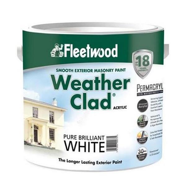 Fleetwood Weatherclad Masonry Paint 5 Litre - Brilliant White | XWC50BW